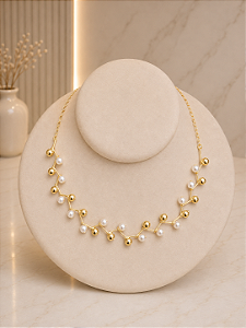 Gargantilha Ckoker Com Pérolas - Semijoia 18k - MG1061
