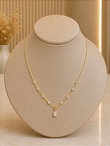 Gargantilha Bolinha Com Zircônias - Semijoia 18k - MG1054