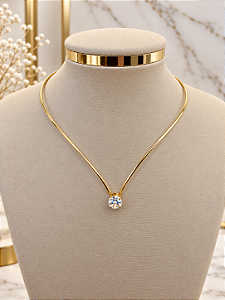 Gargantilha Aro Com Ponto de Luz - Semijoia 18k - MG1078
