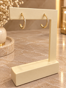 Argola Com Tarraxa Cravejado Semijoia 18k B833