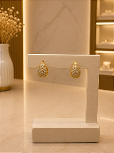 Argola C/ Tarraxa Cravejado Semijoia 18k B835
