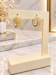 Argola Cravejada Semijoia 18k B847