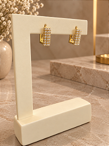 Argola Quadrada Cravejada Semijoia18k B831