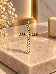 Pingente Crucifixo Trabalhado- Semijoia 18K- MPI465