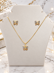 Conjunto Borboleta Color - Semijoia 18k - MCJ202