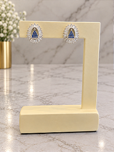 Brinco Nossa Senhora Aparecida- Semijoia Banho Ródio- B867