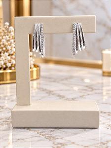 Argola Com Zircônia - Semijoia Banho Ródio - B861
