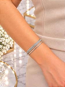 Bracelete Corrente Grumet Regulável - Aço Inoxidável - P168