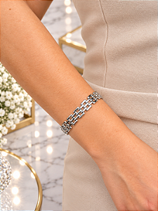 Bracelete Elos Vazados - Aço Inoxidável - P164