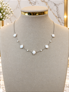 Gargantilha Choker Concha- Aço Inoxidavel- MG963