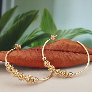 Argola C/Bolas Vazadas - Semijoia 18k - MB48-18132