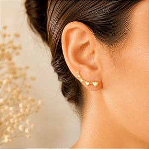 BRINCO EAR CUFF CORAÇÃO - SEMIJOIA - ANTIALÉRGICO