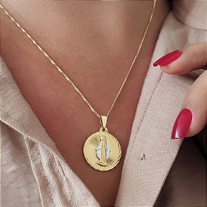 Gargantilha Semijoia 18 k Nossa Senhora das Graças -  C257-1070