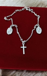 Pulseira Medalha Sagrada / Nossa Senhora das Graças - Prata 925 - MP39-35140