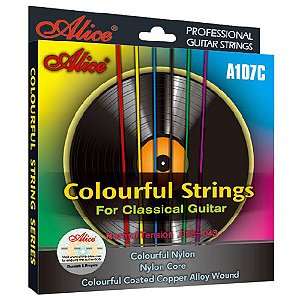 Encordoamento Colorido de Violão Nylon Alice A107C cordas de nylon coloridas