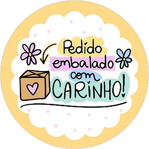 Etiqueta Adesiva PEDIDO EMBALADO COM CARINHO