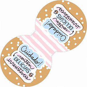 Lacre Fecha Sacola CUIDADO CONTEM DELICIAS IRRESISTIVEIS Marrom