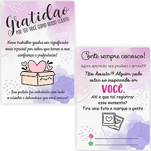 Cartão Tag Agracimento ao Cliente 6x9cm Frente e Verso