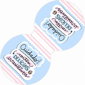 Lacre Fecha Sacola CUIDADO CONTEM DELICIAS IRRESISTIVEIS Azul