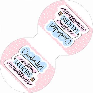 Lacre Fecha Sacola CUIDADO CONTEM DELICIAS IRRESISTIVEIS Rosa