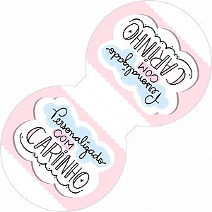 Lacre Fecha Sacola PERSONALIZADO COM CARINHO Rosa