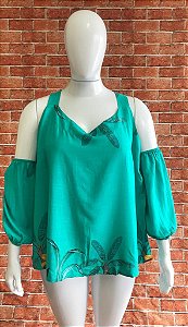 BLUSA REGATA COM MANGA BUFAM PLUS SIZE