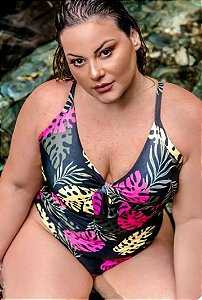 MAIÔ ESTAMPA FOLHAGEM PLUS SIZE