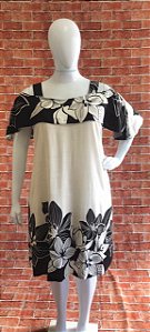 VESTIDO VISCOLINHO ESTAMPAD BARRADO COM DETALHE BABADO PLUS SIZE