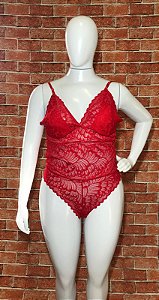 BODY VERMELHO RUBI DE RENDA PLUS SIZE