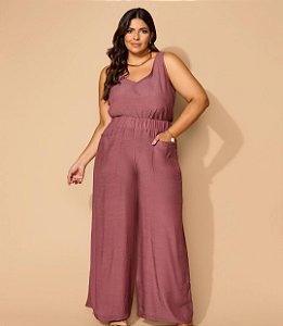 Calça pantalona capri com bolsos frontais