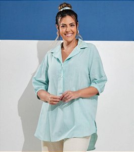 BLUSA DE ALGODÃO DE BOTÕES MANGAS 3/4