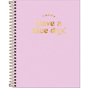 Caderno Espiral Colegial Happy Rosa 80 Folhas 1 Matéria | Tilibra