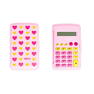 Calculadora Flip Pink Vibes Coraçõezinhos | Letron