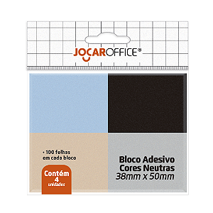 Kit Bloco Adesivo Cores Neutras c/4 | Jocar Office