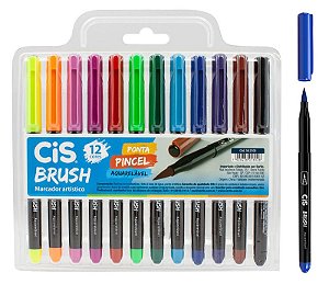 Marcadores Artísticos Canetas Brush Pen Pincel Aquarelável 12 cores Neon | CiS