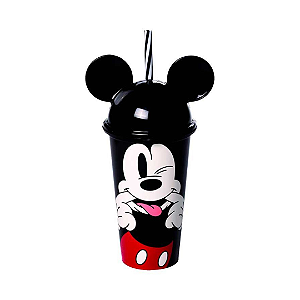 Copo c/ Canudo 500ml Mickey Mouse Disney c/ Orelha | Plasútil