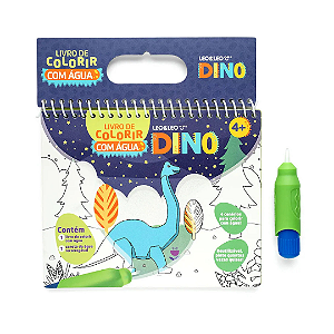 Livro Infantil de Colorir c/ Caneta de água Recarregável - Dino | Leo&Leo