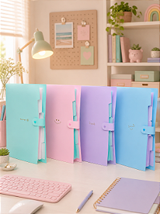 Pasta Sanfonada A4 c/5 Divisórias Coleção Kawaii Candy | Polibras