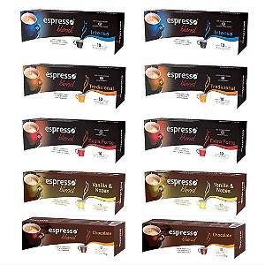 Kit 100 capsulas de café sortidas compatível Nespresso Promocional