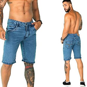 Bermuda Jeans Masculina Slim com elastano