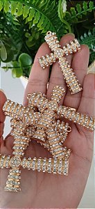 Crucifixo Tubular Médio Com Strass