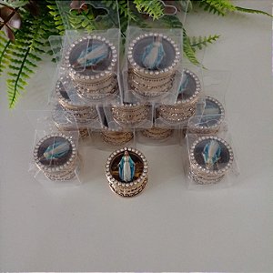 Relicário com Mini Terço de Pescoço Nossa Senhora das Graças - 6mm
