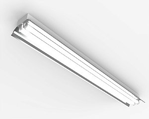 Luminária Calha Comercial C/ Refletor em Alumínio Alto Rendimento de Sobrepor para Lâmpada Led T8 2x18W 20W