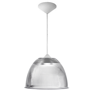 Luminária Prismática 16 Pol Pendente Plastico Branco E-27 - Claron