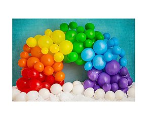 Fundo Fotográfico Tecido Sublimado Newborn 3D Balões Bexigas Arco-Íris 2,20x1,50 WFF-573