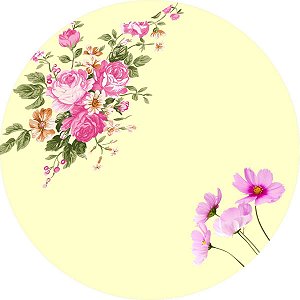 Painel Redondo Tecido Sublimado 3D Floral WRD-3980