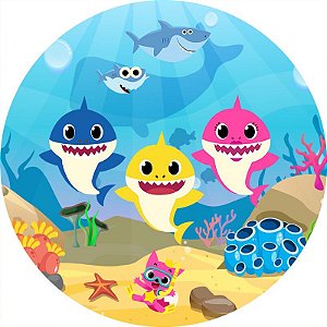 Painel Redondo Tecido Sublimado 3D Baby Shark WRD-1211