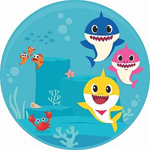 Painel Redondo Tecido Sublimado 3D Baby Shark WRD-637