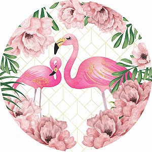 Painel Redondo Tecido Sublimado 3D Flamingo WRD-1760