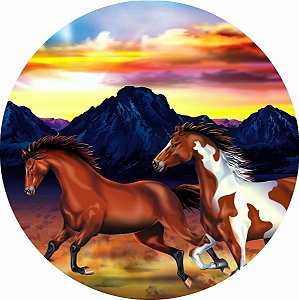 Painel Redondo Tecido Sublimado 3D Cavalo Country WRD-3327